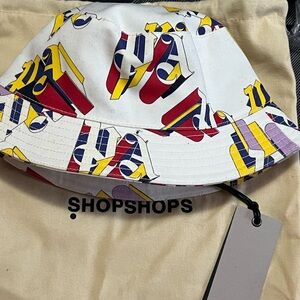 Palm Angels White and Red Bucket Hat